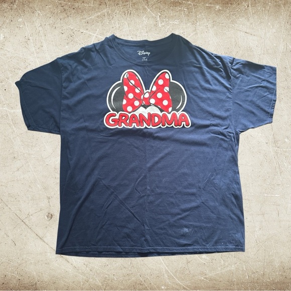 Disney Navy T-Shirt with Red Polka Dot Bow and 'Grandma' Design - Picture 1 of 4